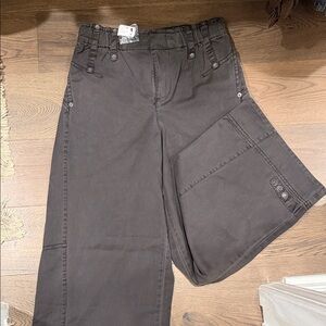 Free People washed black Wide-Leg Cargo Pants